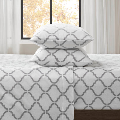 Micro Fleece Sheet Set - Grey Geo