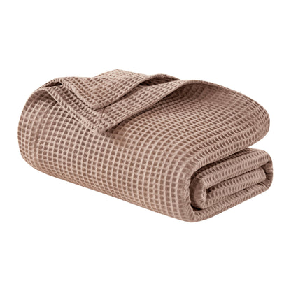 Waffle Weave Cotton Blanket - Mocha