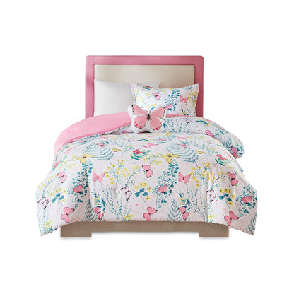 Cynthia Printed Butterfly Comforter Set - Pink