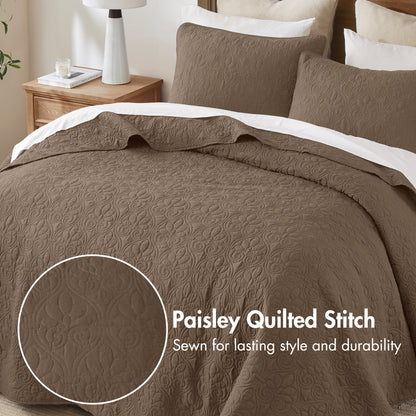 Quebec Reversible Bedspread Set - Mocha