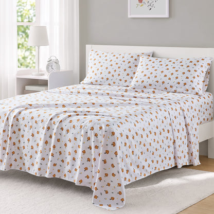Printed Microfiber Sheet Set - Mushroom