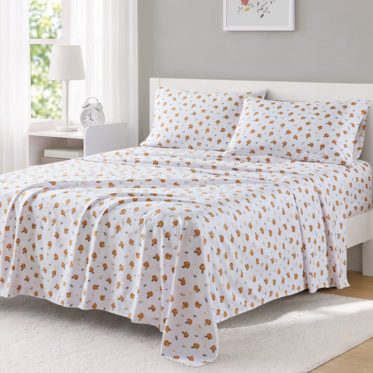 Printed Microfiber Sheet Set - Mushroom