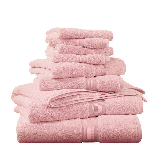 800GSM 100% Cotton 8 Piece Towel Set - Pink