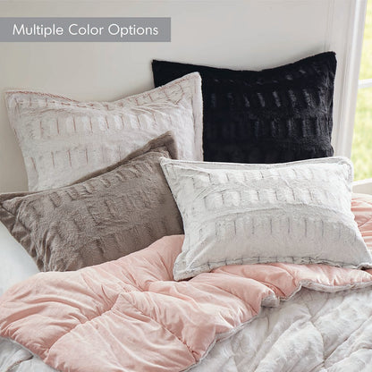 Gia Faux Fur Comforter Mini Set - Black