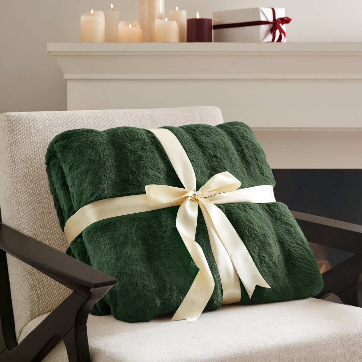Vivienne Faux Fur Throw - Channel Green