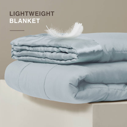 Windom Lightweight Down Alternative Blanket with Satin Trim - Blue