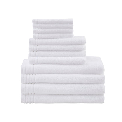 Big Bundle 100% Cotton Quick Dry 12 Piece Bath Towel Set - White