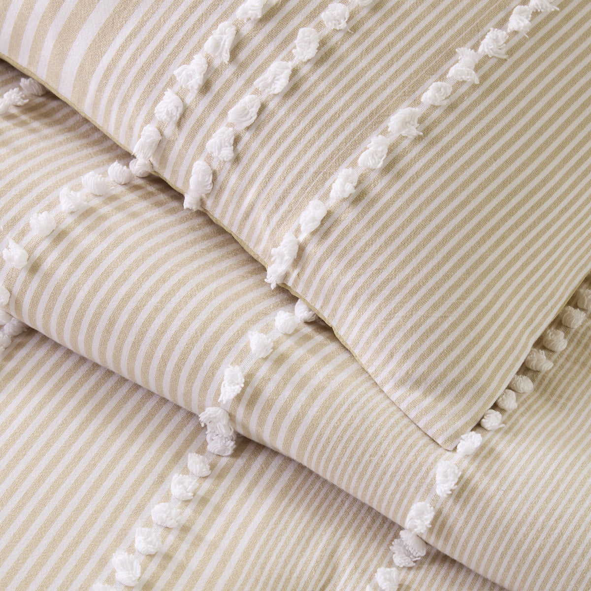 Anslee 3 Piece Cotton Yarn Dyed Comforter Set - Taupe
