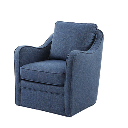 Brianne Upholstered Swivel Curved Armchair - Navy