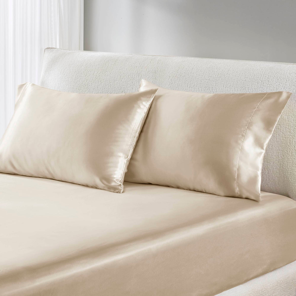 Satin Luxury 2 PC Pillowcases - Champagne