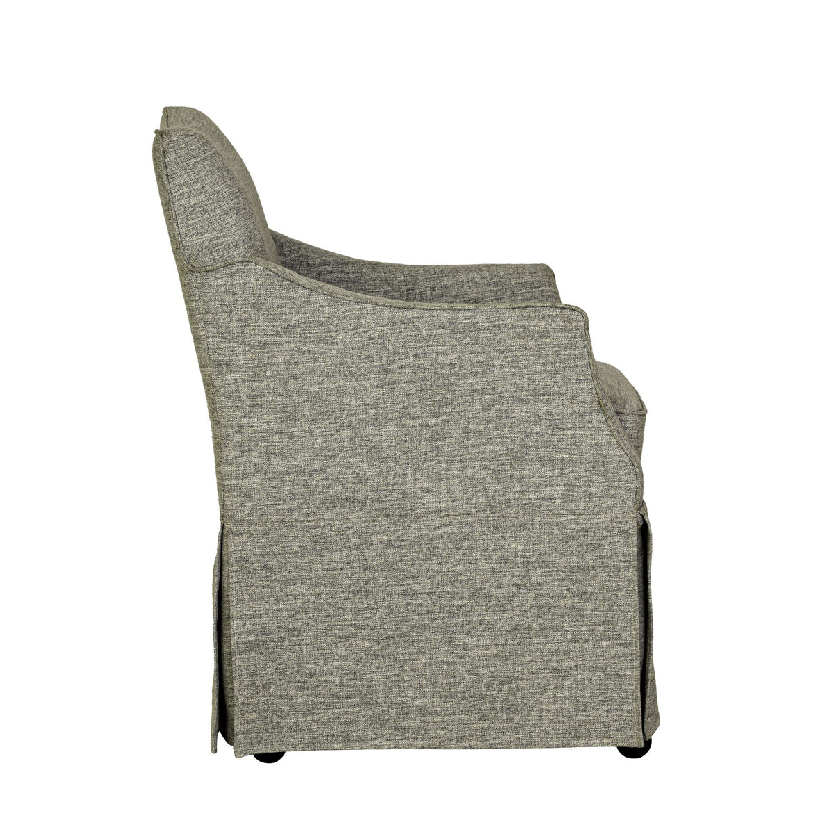 London Upholstered Skirted Dining Arm Chair with Hidden Casters - Grey
