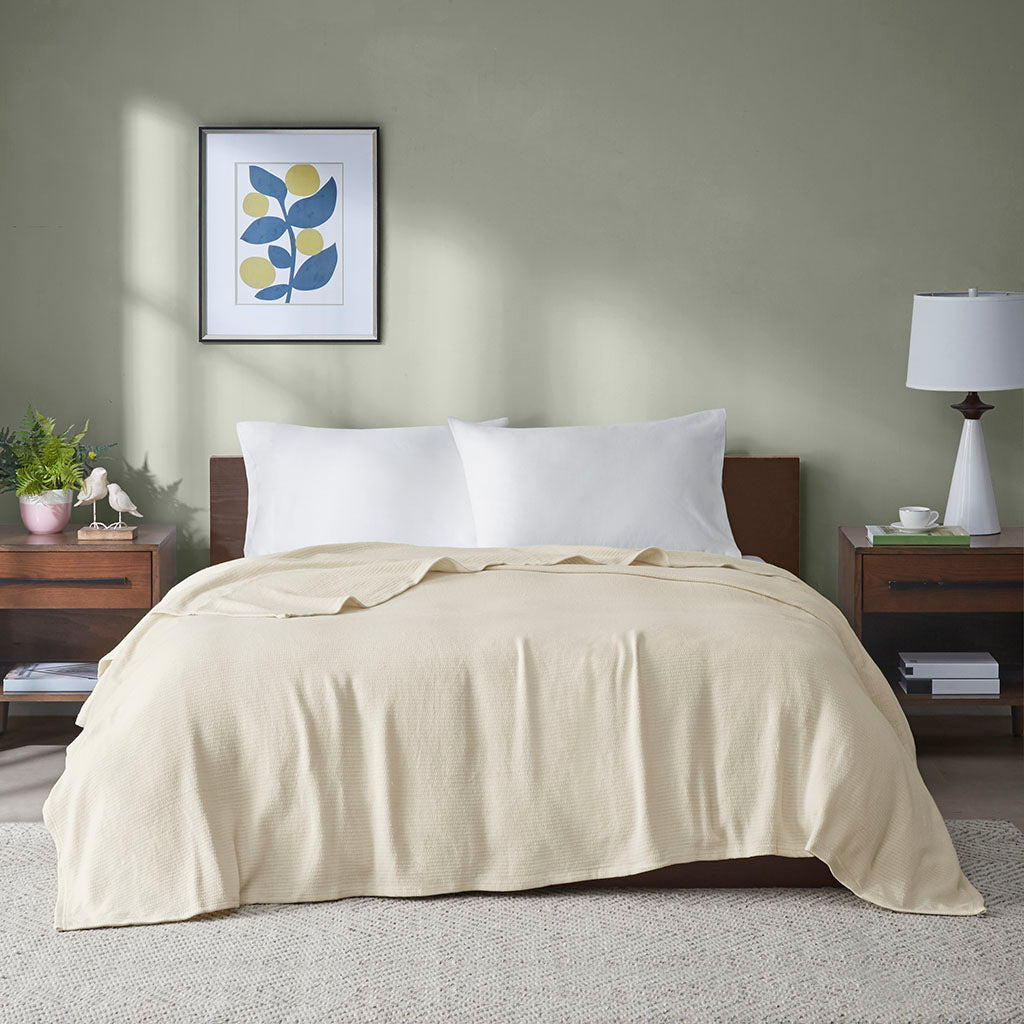 Freshspun Basketweave Cotton Blanket - Natural