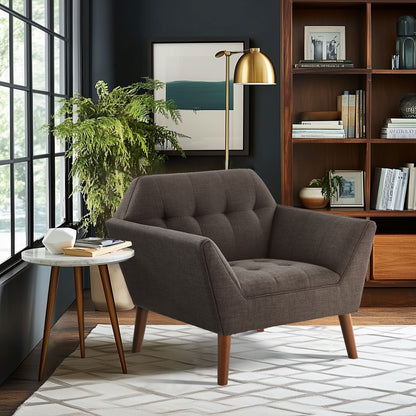 Newport Wide Mid-Century Modern Lounge Chair - Charcoal