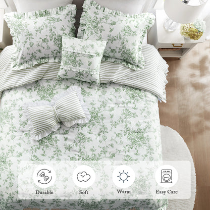 Adele Comforter Set with Decorative Pillows - Green