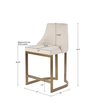 Bryce 26"H Upholstered Counter Stool with Metal Base - Cream