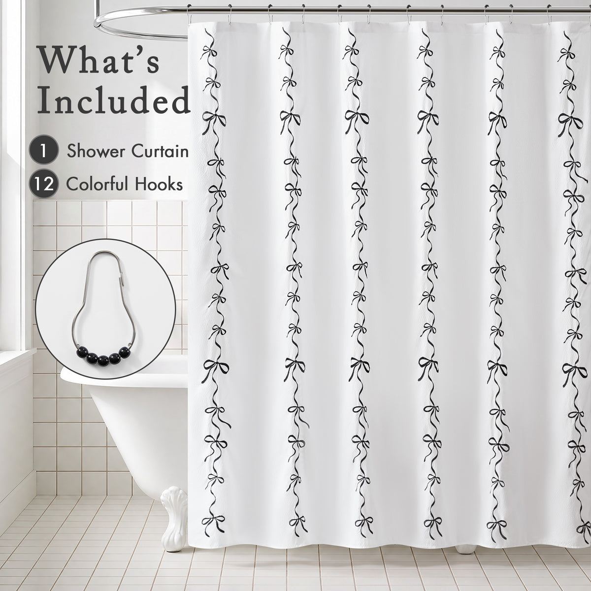 Addison Shower Curtain Set - Black