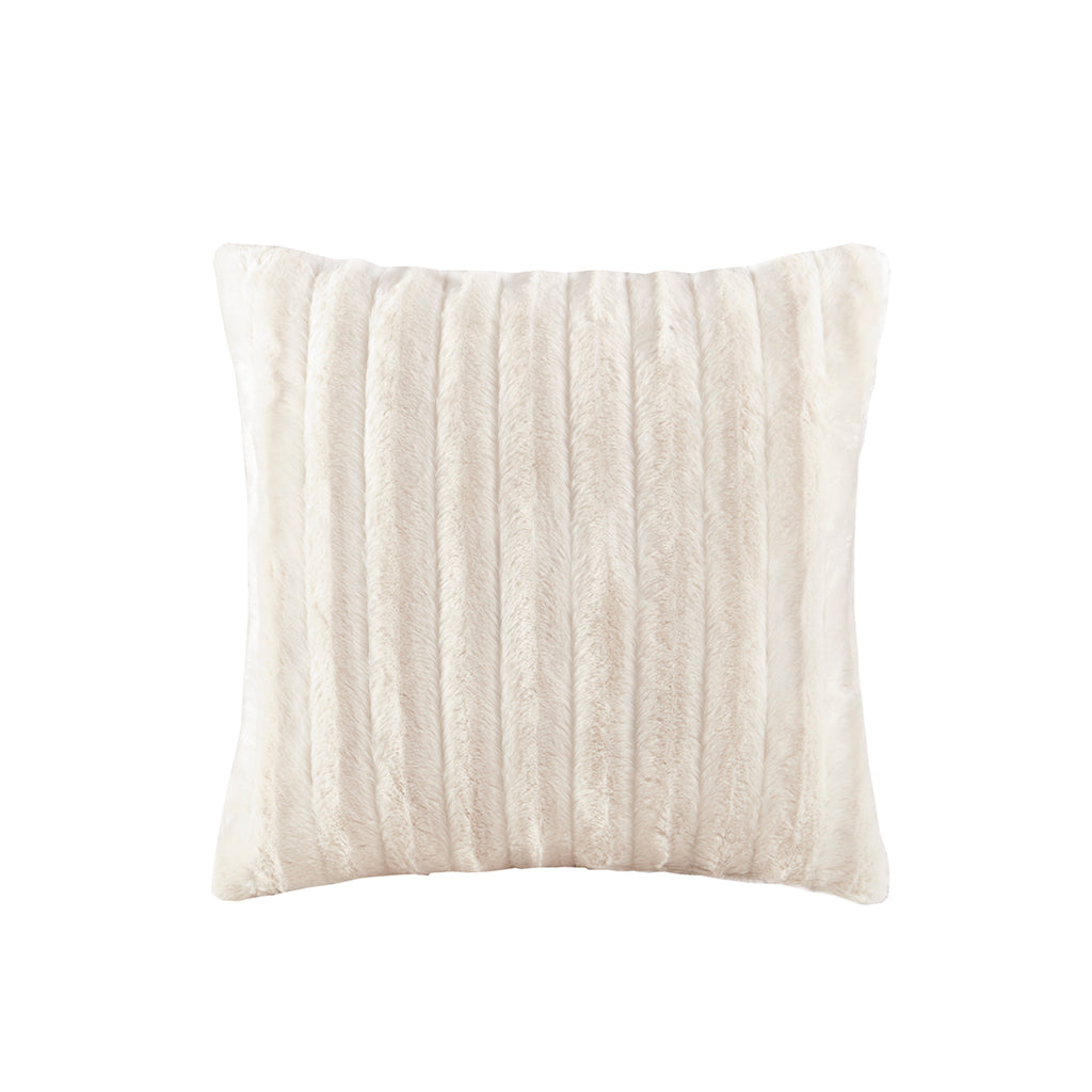 Duke Faux Fur Square Pillow - Ivory