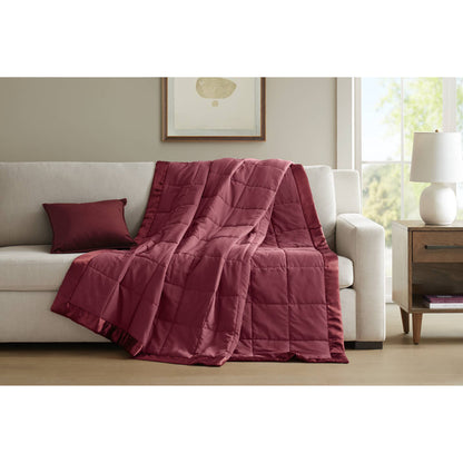 Windom Lightweight Down Alternative Blanket with Satin Trim - Burgundy