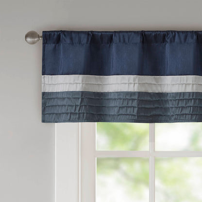 Amherst Polyoni Pintuck Window Valance - Navy
