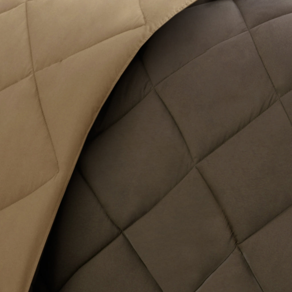 Larkspur 3M Scotchgard Reversible Down Alt Comforter Set - Brown/Sand