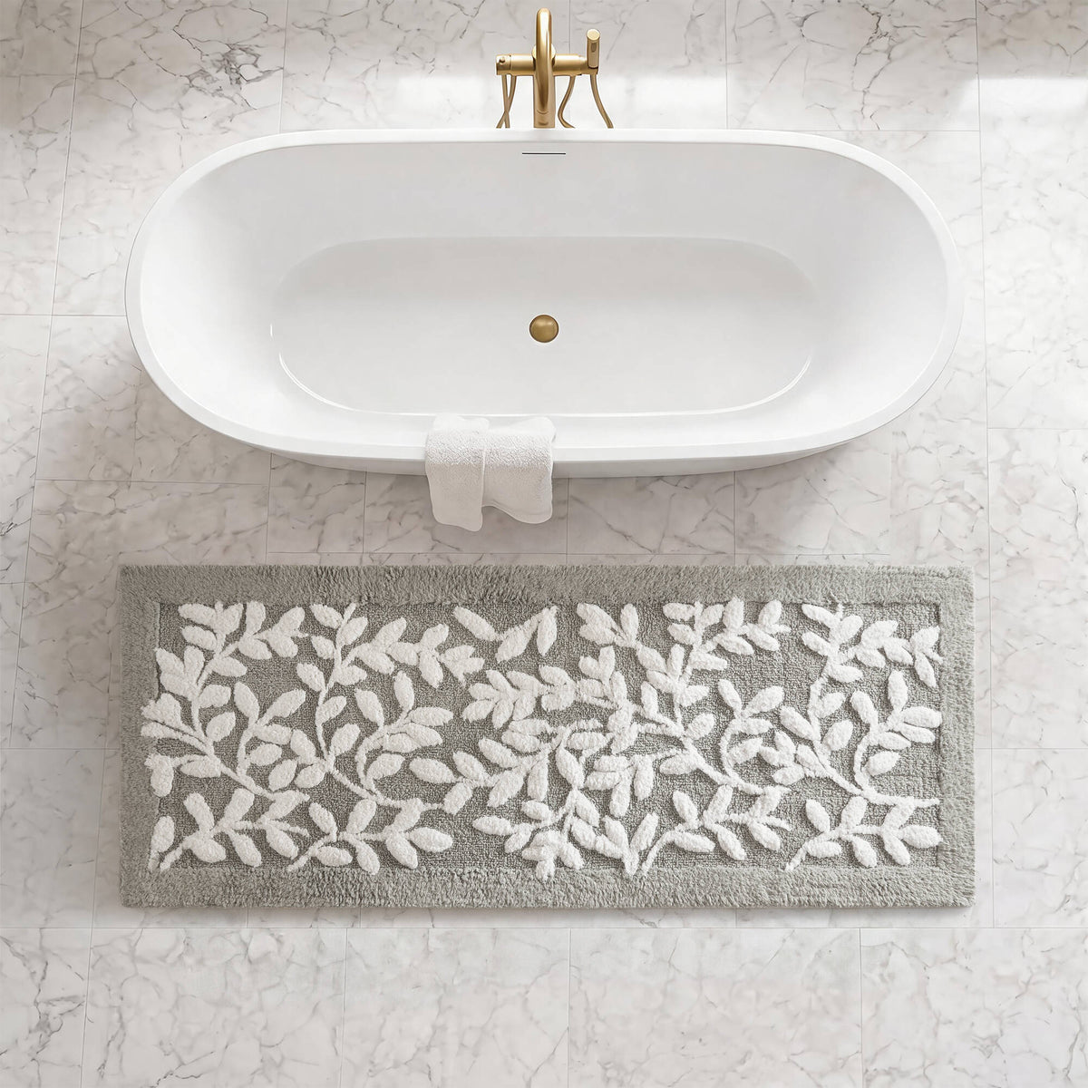 Serene Cotton Tufted Bath Rug - Grey