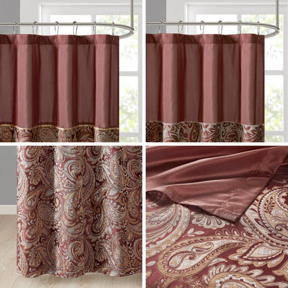 Aubrey Jacquard Shower Curtain - Burgundy