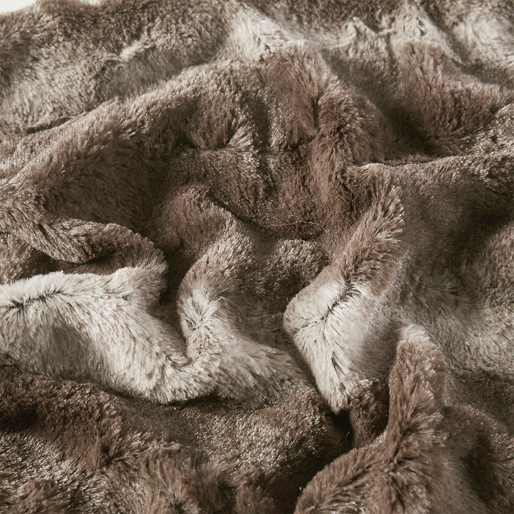 Zuri Oversized Faux Fur Throw - Brown