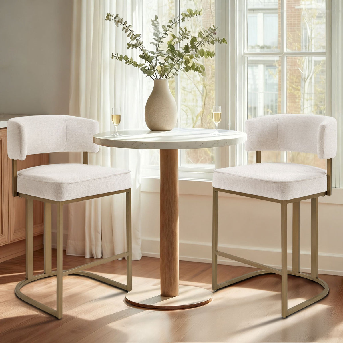 August Upholstered Counter Stool - Ivory