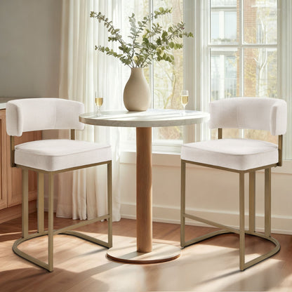 August Upholstered Counter Stool - Ivory
