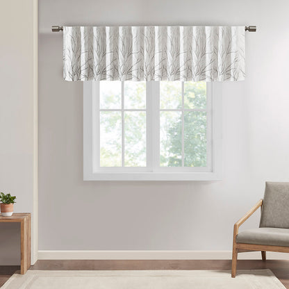 Andora Faux Silk Embroidered Window Valance - White