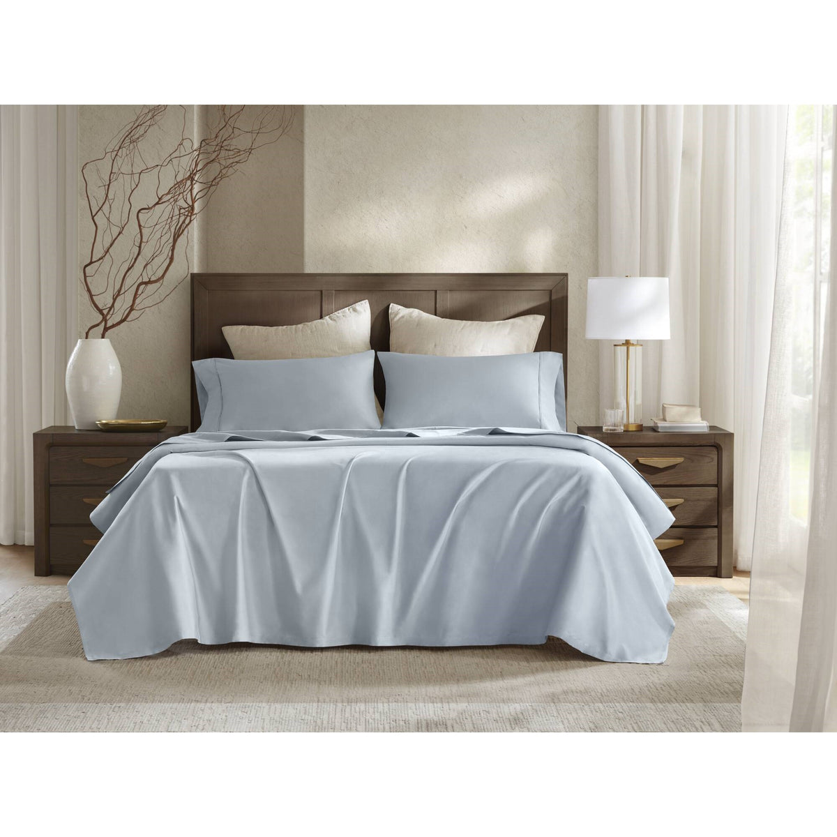 100% Egyptian Cotton Sateen Sheet Set - Blue