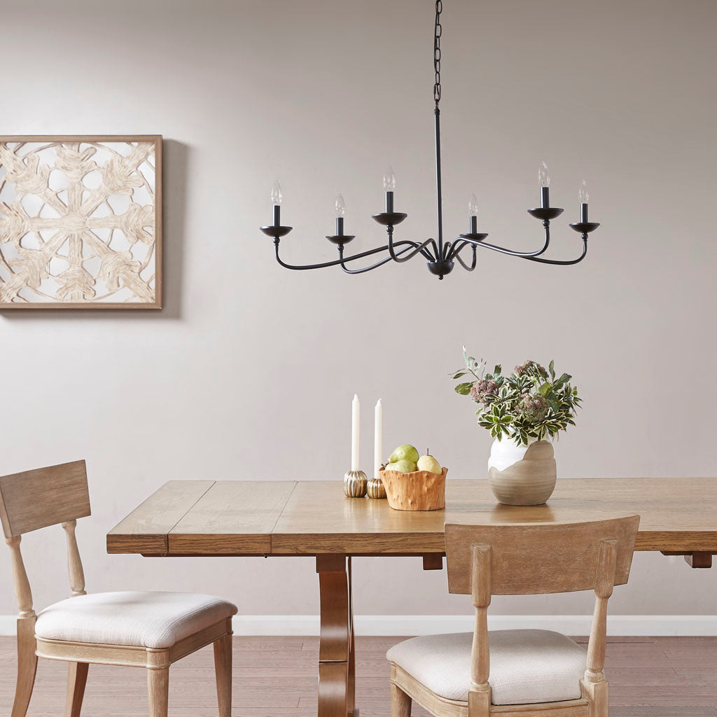 Brighton 6-Light Farmhouse Metal Chandelier - Matte Black