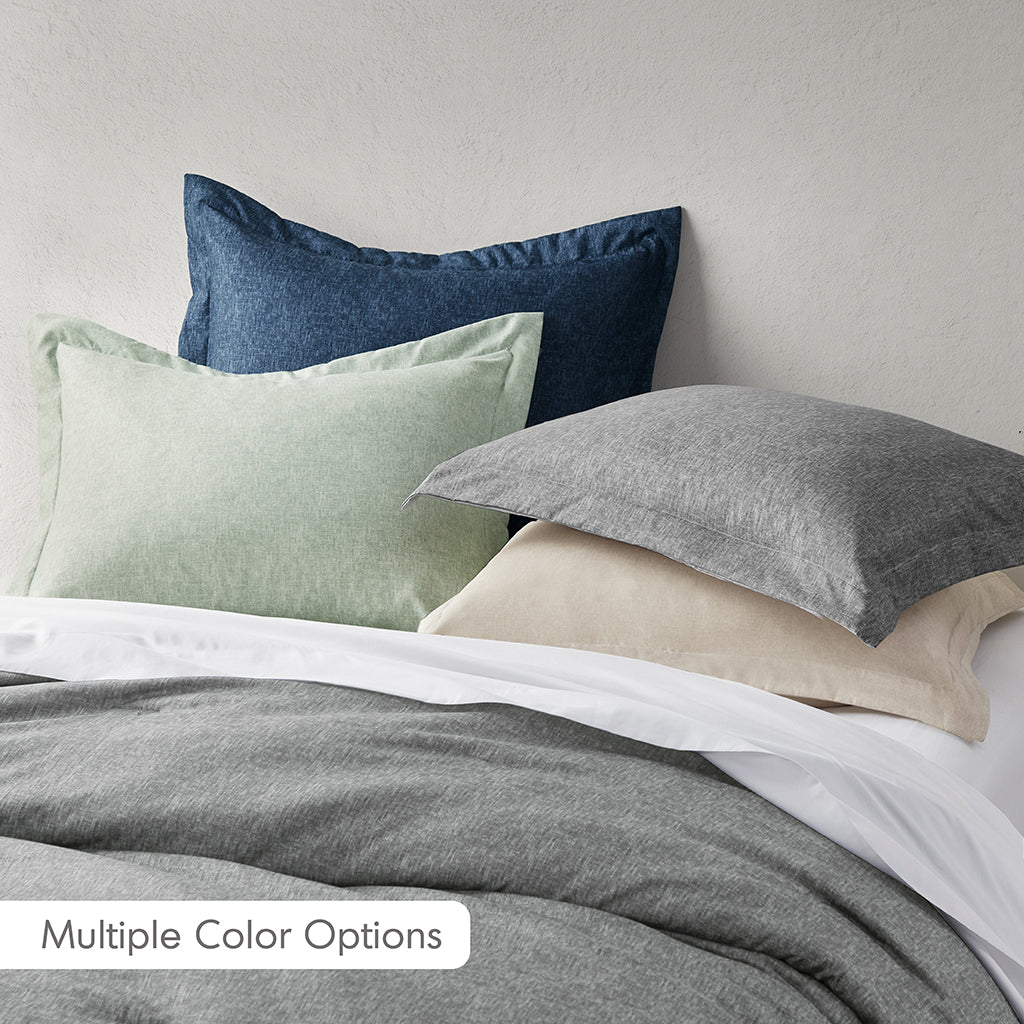 Camden Chambray Print Solid Comforter Set - Navy