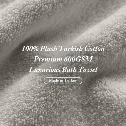 Turkish Cotton 6 Piece Bath Towel Set - Grey