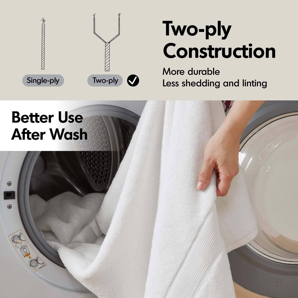 800GSM 100% Cotton 8 Piece Towel Set - Cream
