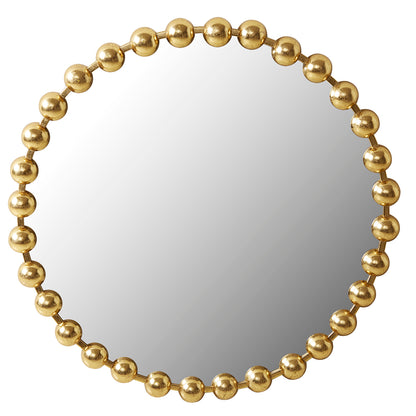 Marlowe Beaded Round Wall Mirror - Gold