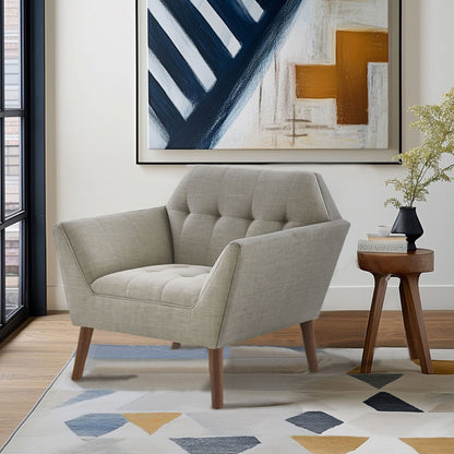 Newport Wide Mid-Century Modern Lounge Chair - Light Grey
