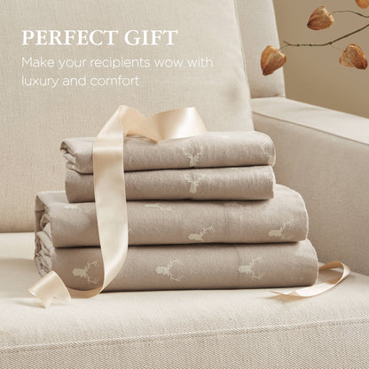 Cotton Flannel Sheet Set - Stag Head