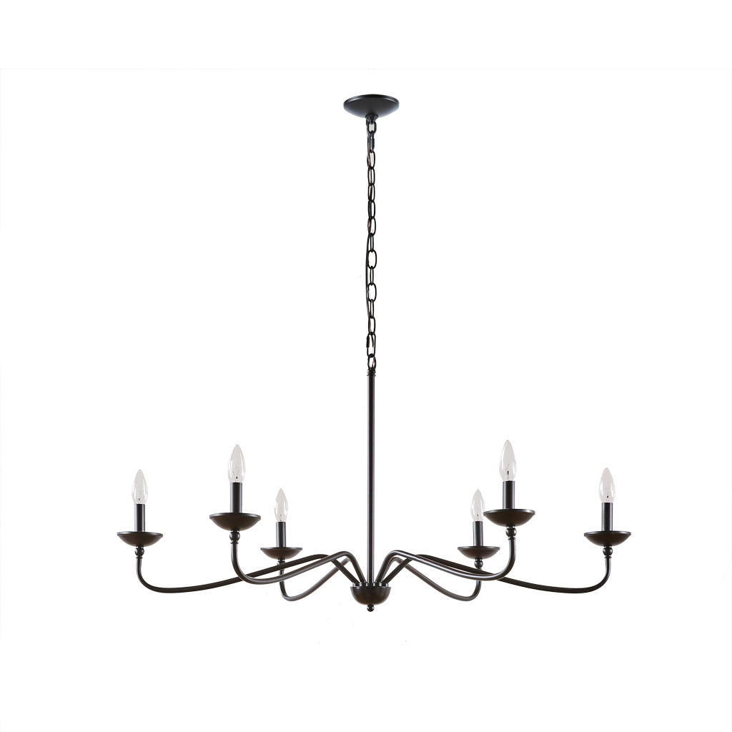 Brighton 6-Light Farmhouse Metal Chandelier - Matte Black