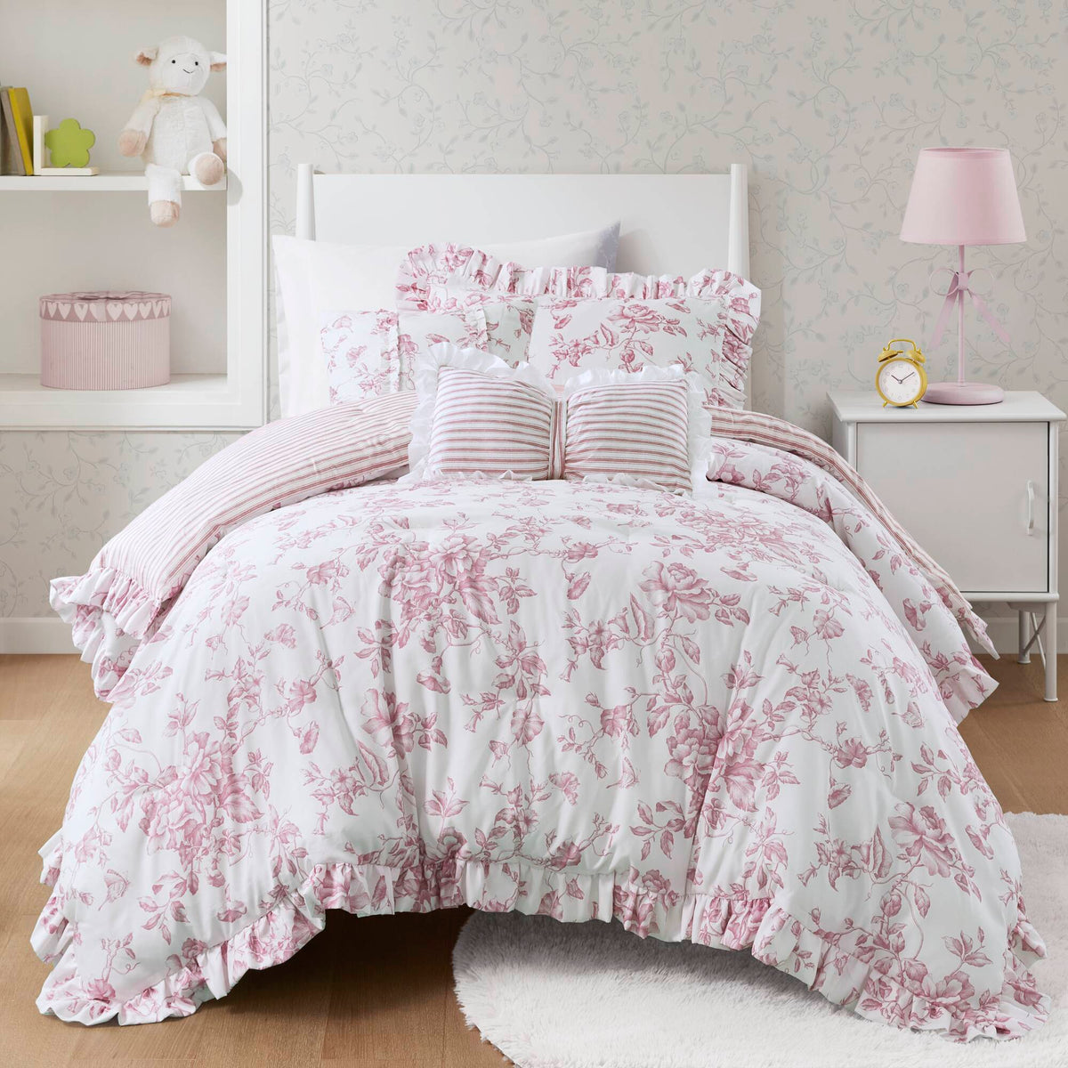 Adele Comforter Set with Decorative Pillows - Pink