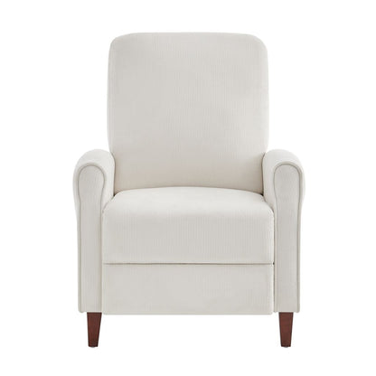 Marena Upholstered Manual Push Back Recliner - Cream