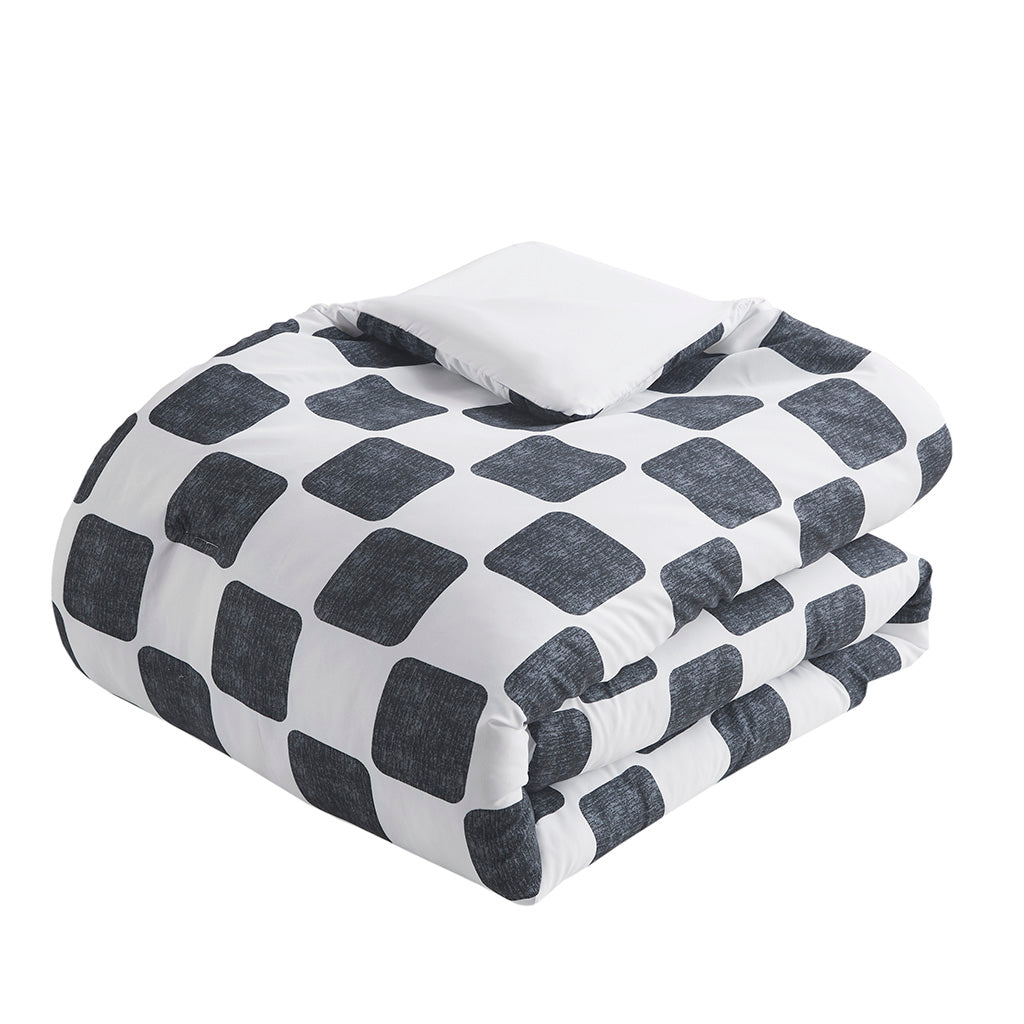 Miley Checkered Comforter Set - Black/White