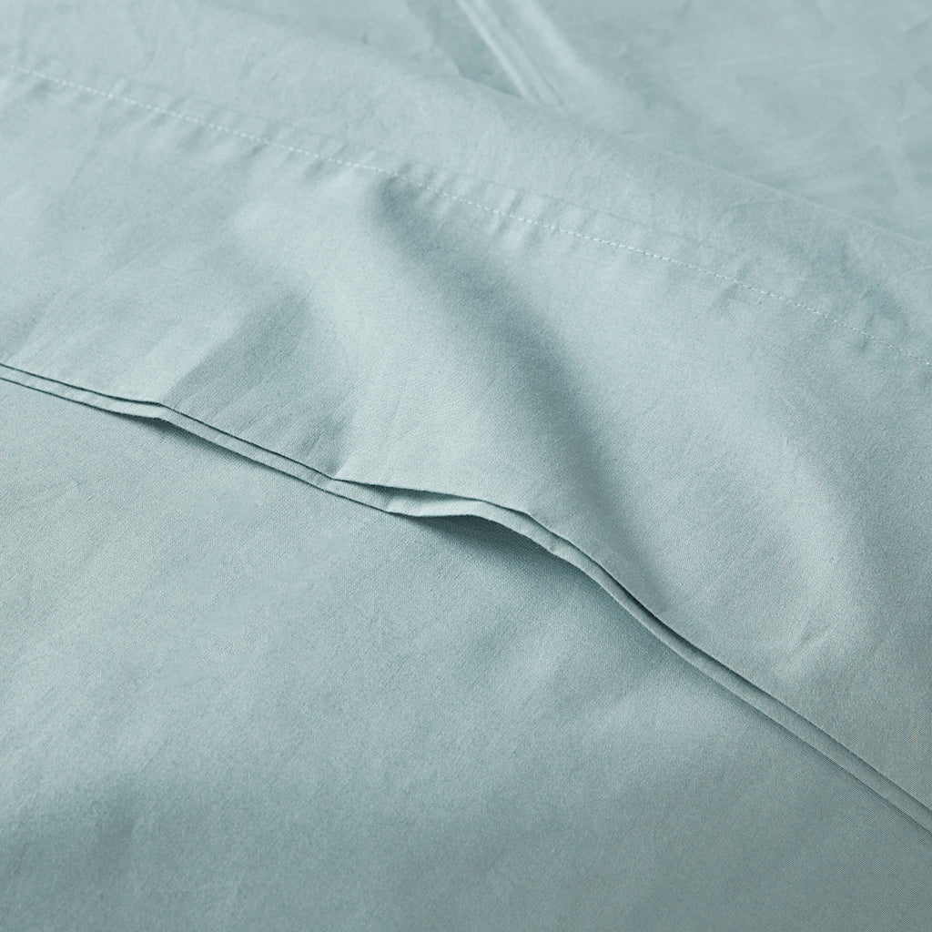 200 Thread Count Relaxed Cotton Percale Sheet Set - Aqua