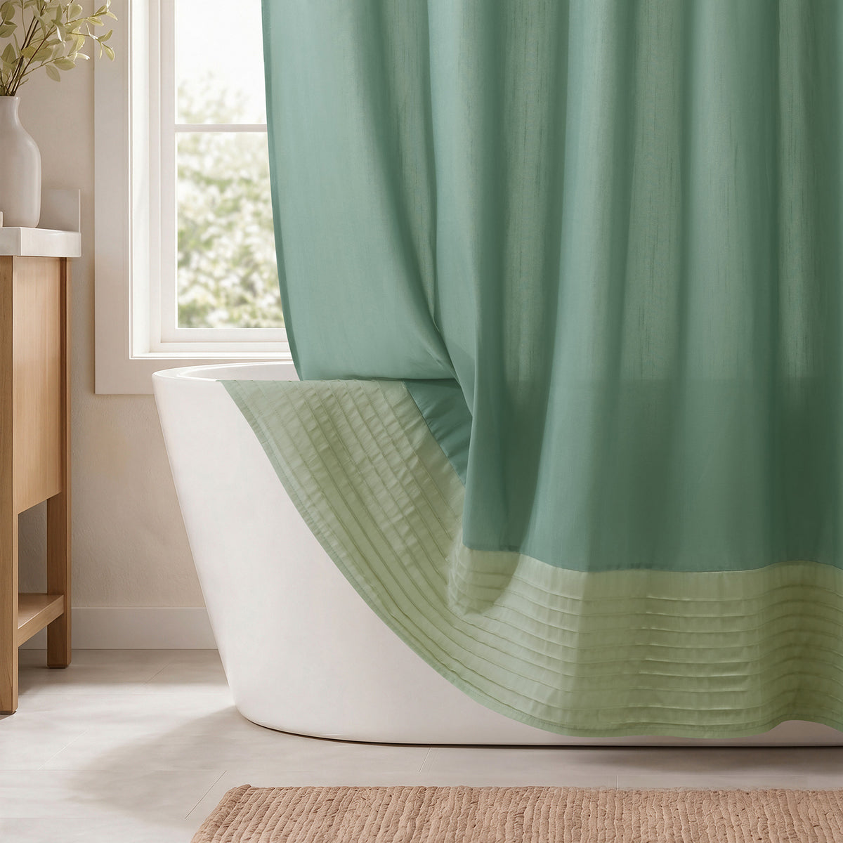 Amherst Faux Silk Shower Curtain - Green