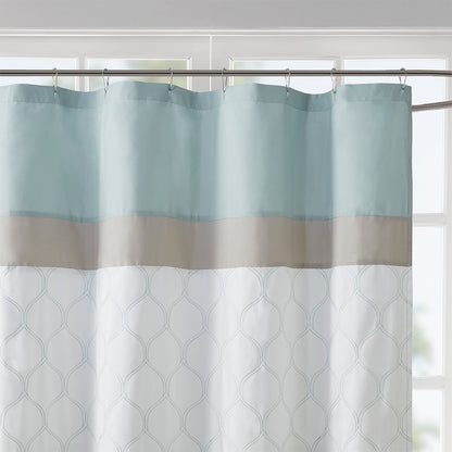 Shawnee Printed and Embroidered Shower Curtain - Seafoam