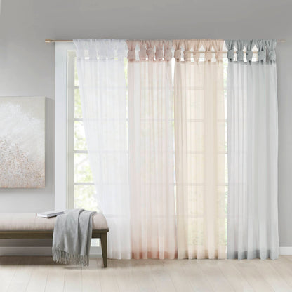 Ceres Twist Tab Voile Sheer Window Pair - Ivory