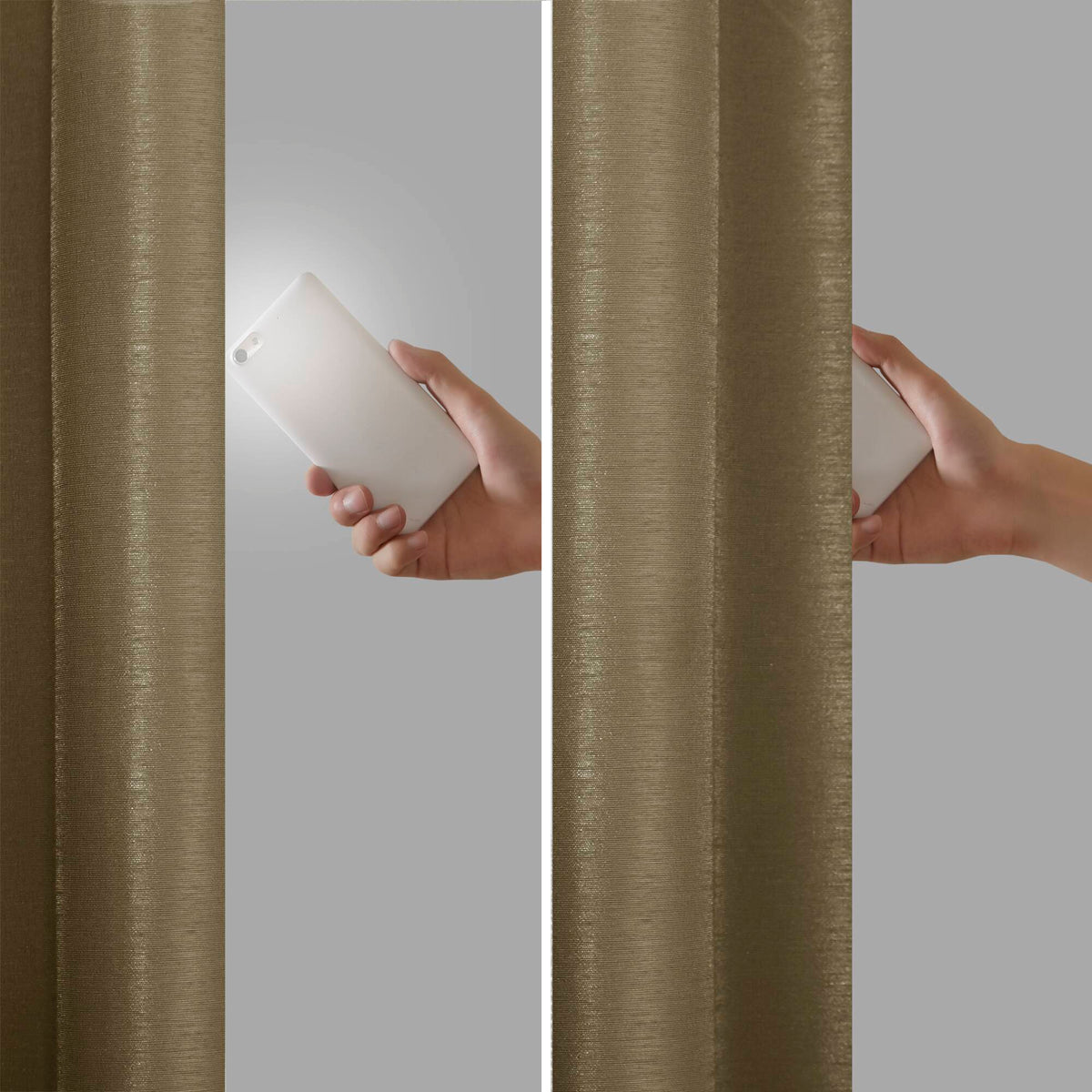 Emilia 100% Polyester Solid Faux Silk Lined Twist Tab Total Blackout Window Curtain - Bronze
