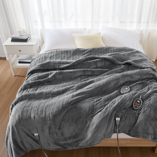 Heated Microlight to Berber Blanket - Grey