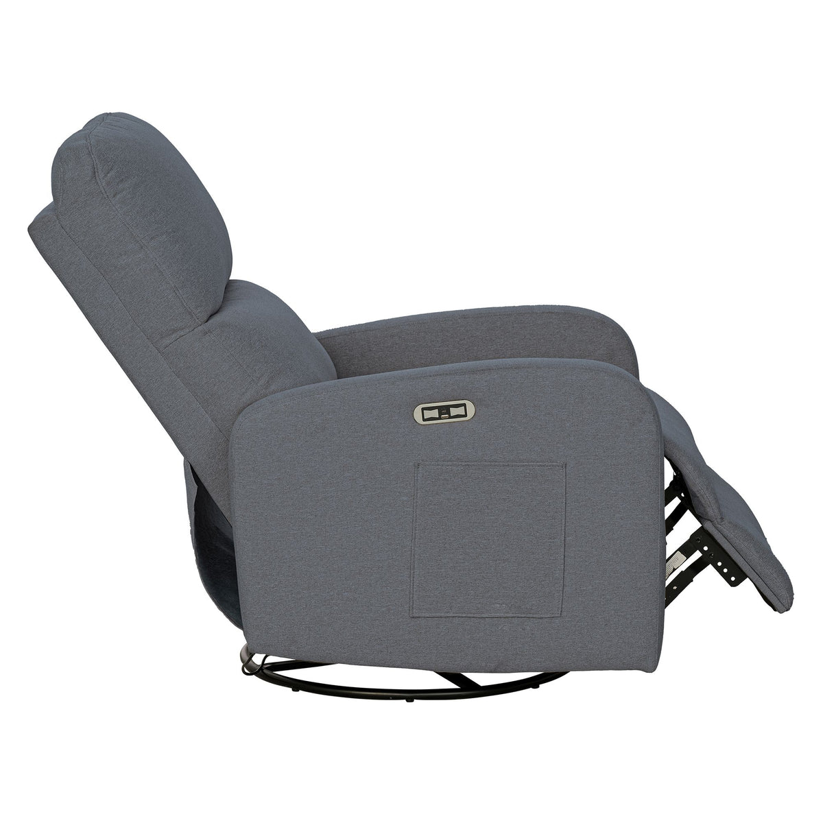 Dakota Power Recliner 3-in-1 with Swivel, Glider, Charging Station - Grey