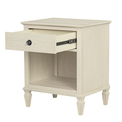 Victoria one-drawer wood nightstand with shelf - Antique Cream